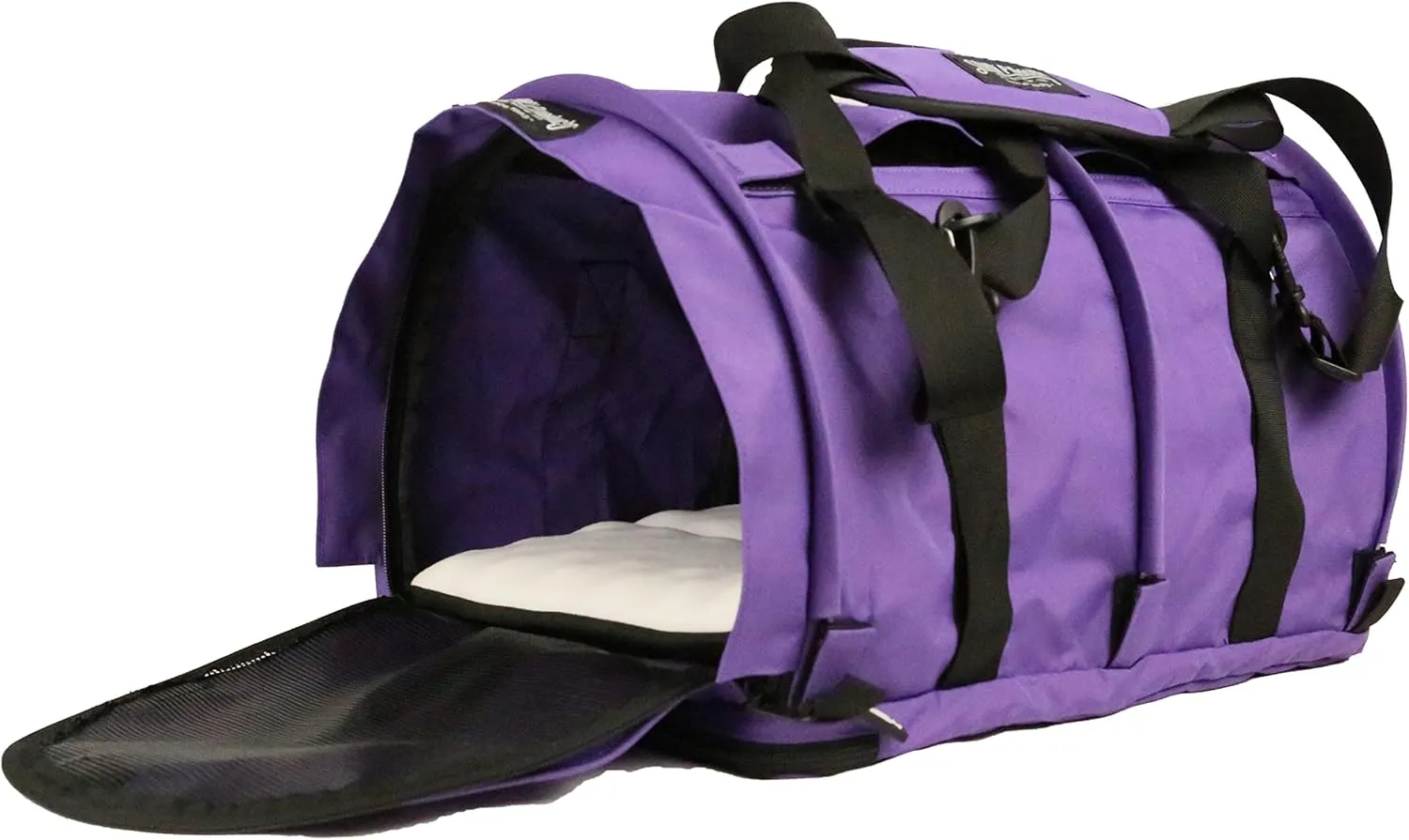 SturdiBag Large Pet Travel Carrier: Flexible Height for Cat and Dog Soft Sided with Safety Clips and Seatbelt Straps | Purple, 18" x 12" x 12" (PN: SB2-PRO-P)