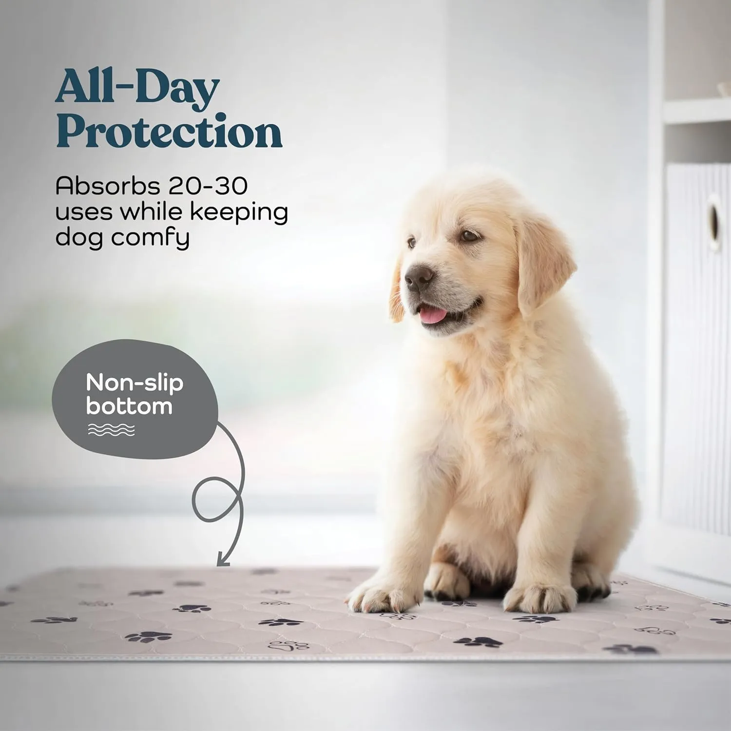 Super Absorbent Washable Pee Pads for Dogs - 2-Pack Superior Reusable Puppy Pads Pet Training Pads 100% Waterproof Dog Pee Pad Protects Against Urine Leakage Non-Slip Grip Prevents Slipping& Bunching