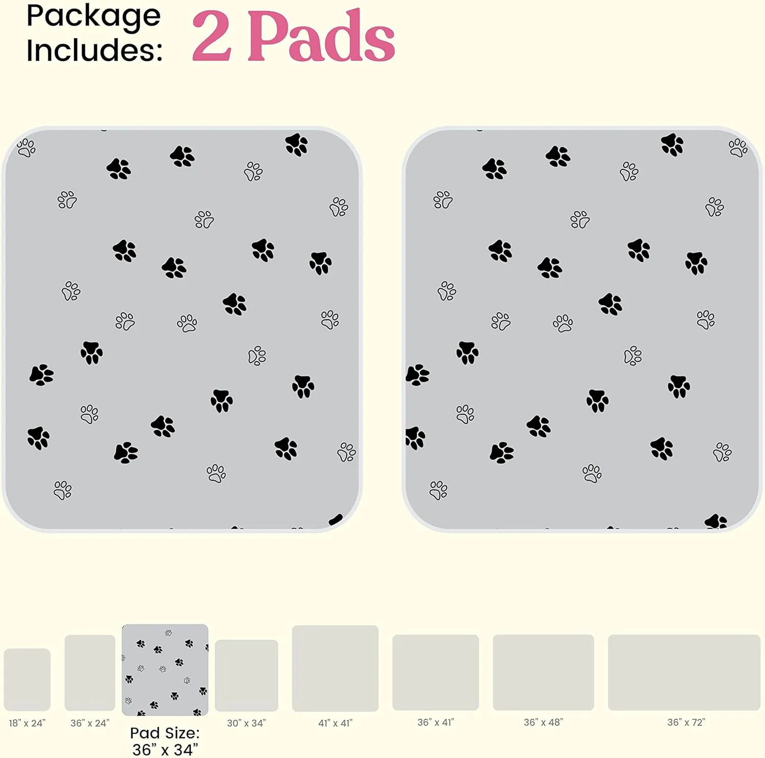 Super Absorbent Washable Pee Pads for Dogs - 2-Pack Superior Reusable Puppy Pads Pet Training Pads 100% Waterproof Dog Pee Pad Protects Against Urine Leakage Non-Slip Grip Prevents Slipping& Bunching