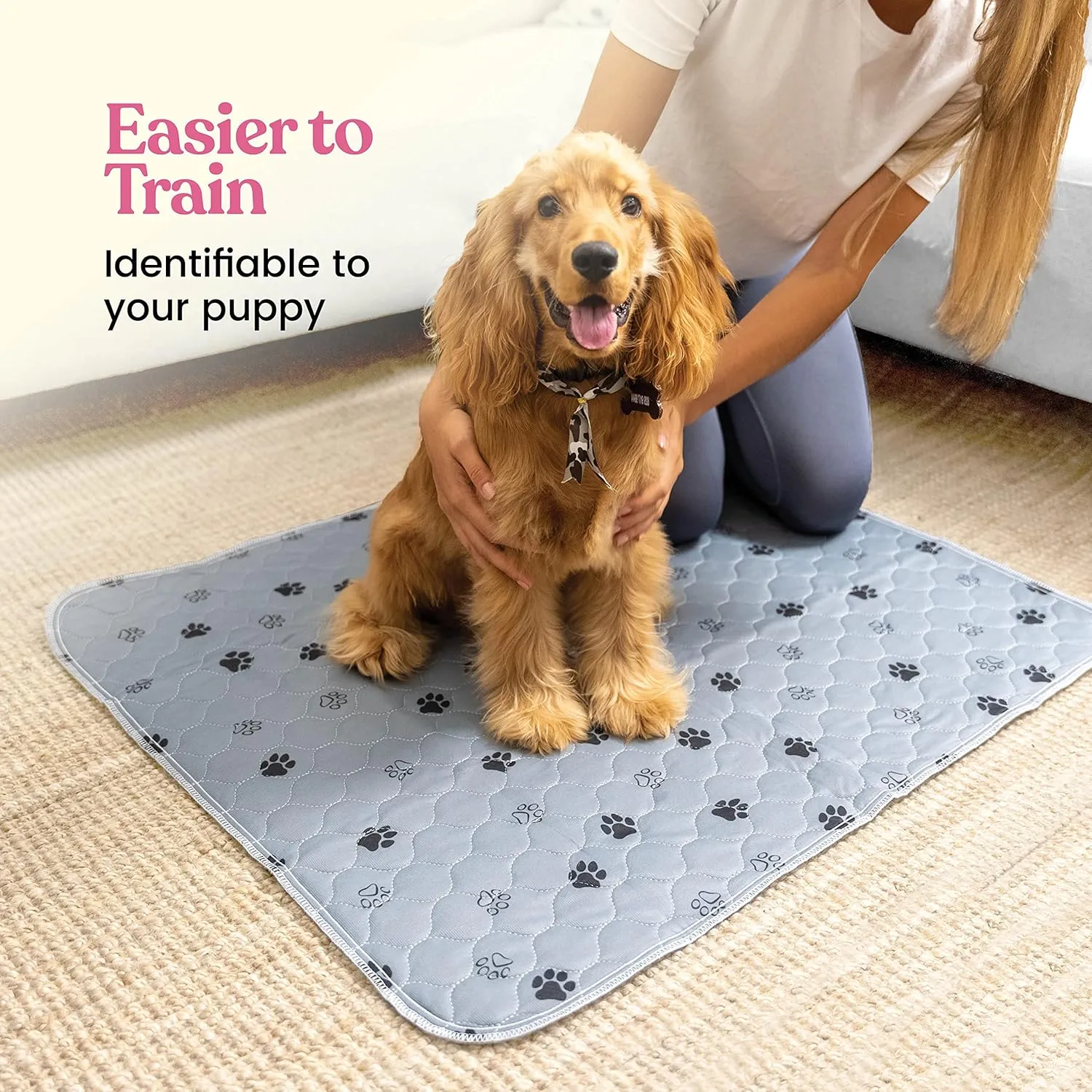 Super Absorbent Washable Pee Pads for Dogs - 2-Pack Superior Reusable Puppy Pads Pet Training Pads 100% Waterproof Dog Pee Pad Protects Against Urine Leakage Non-Slip Grip Prevents Slipping& Bunching