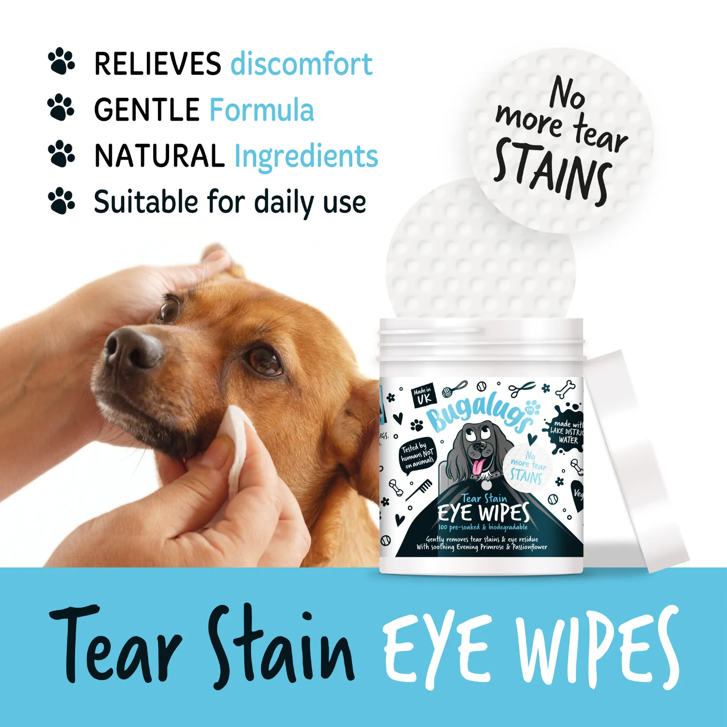 Tear Stain Eye Wipes for Dogs 100 Pre-soaked & Biodegradable Wipes