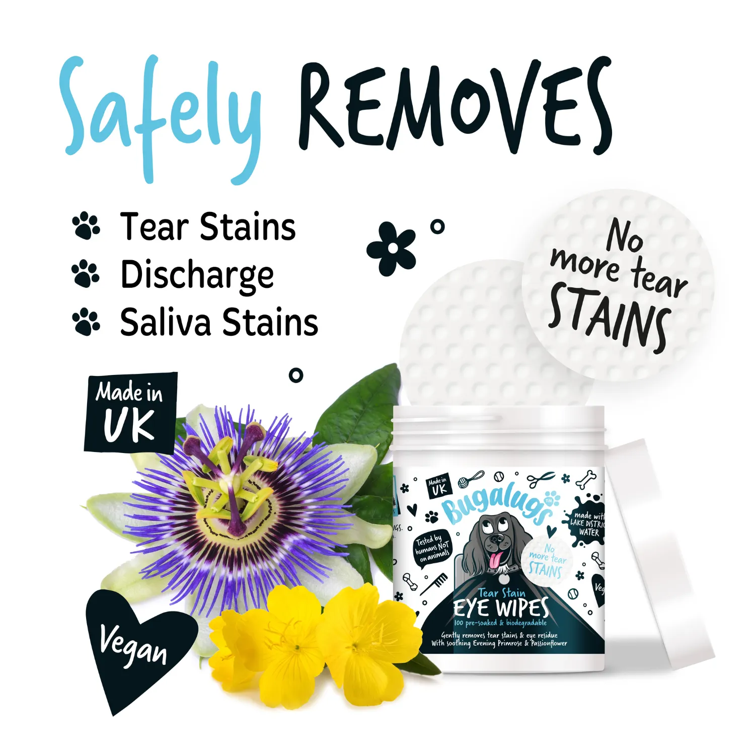 Tear Stain Eye Wipes for Dogs 100 Pre-soaked & Biodegradable Wipes