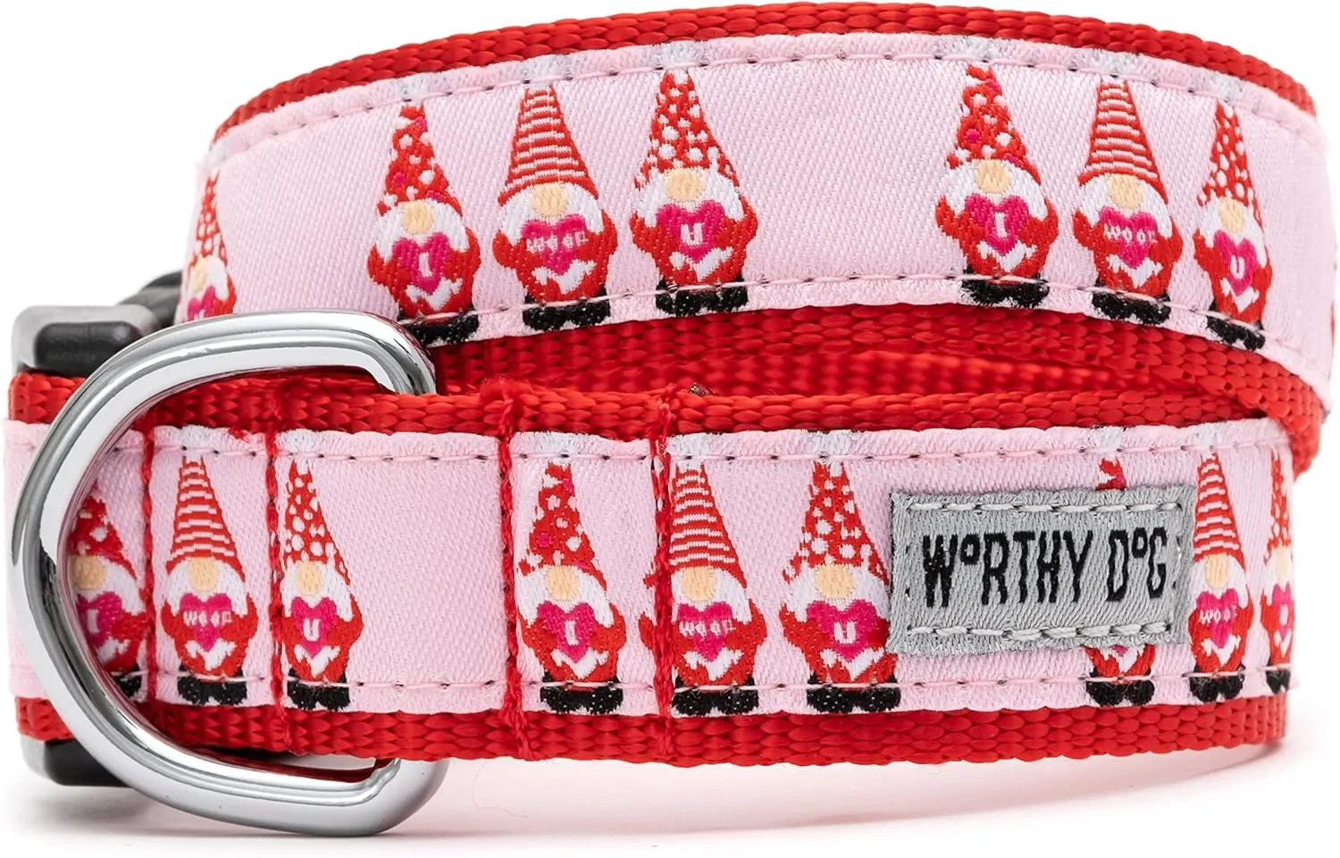 The Worthy Dog Cupid Gnome Collar - Stylish Pet Holiday Accessories Adjustable Collars Festive Christmas for Dog Large Size