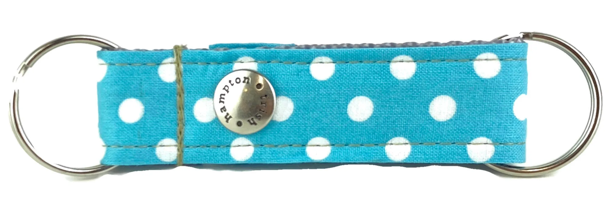 Turquoise/White Polka Dot Snappy Keychain - 513