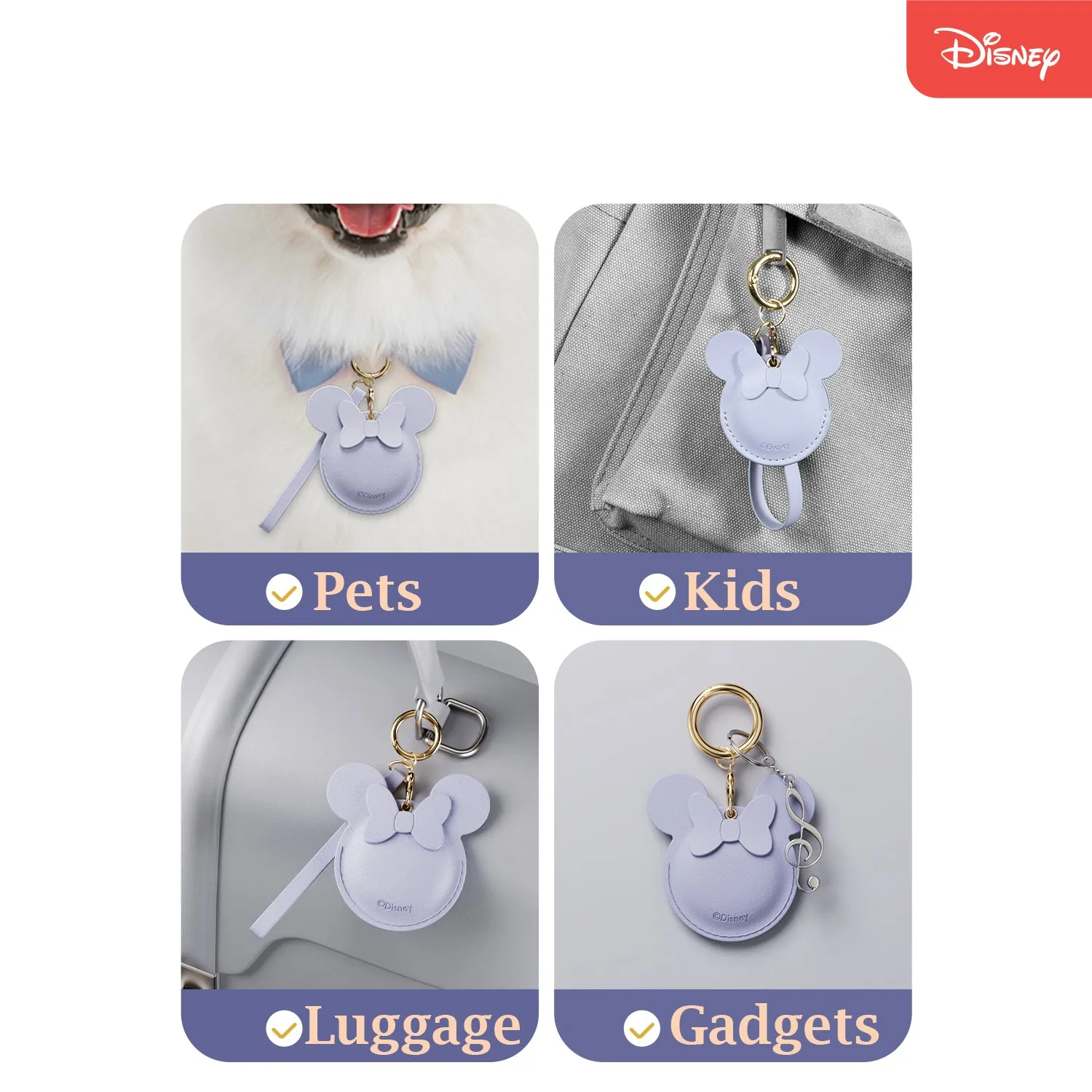 UKA Disney Keychain Leather Case for Apple AirTag with Lanyard