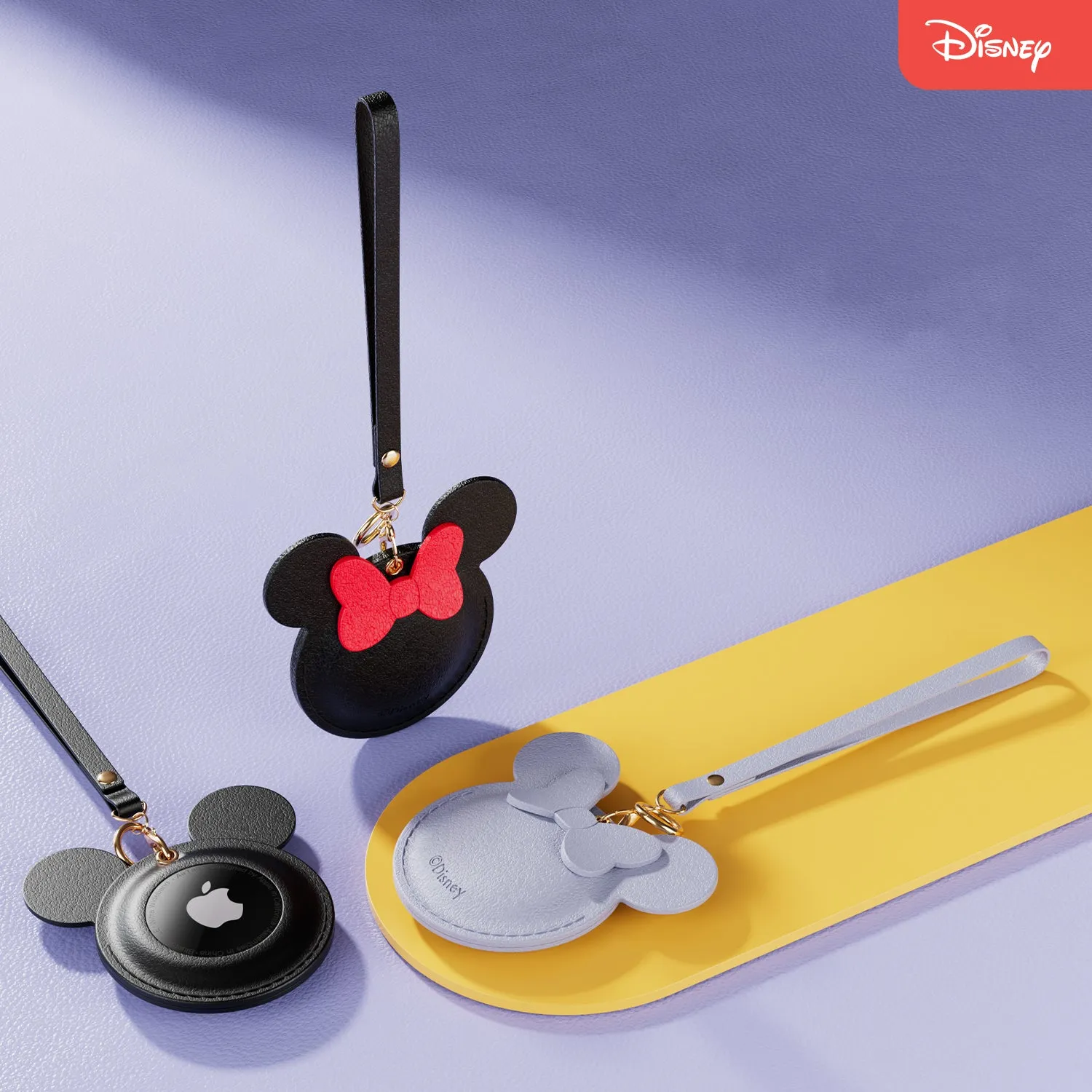 UKA Disney Keychain Leather Case for Apple AirTag with Lanyard