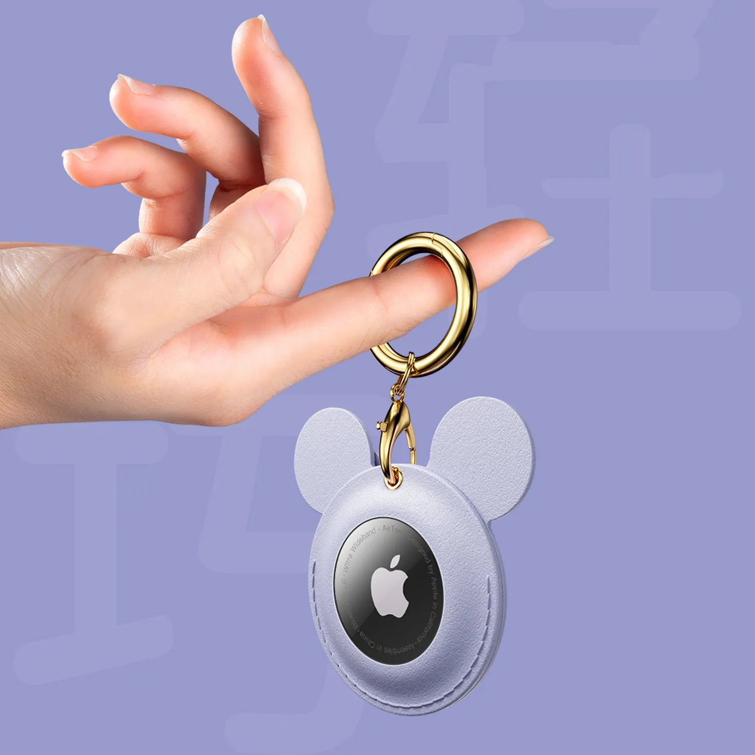 UKA Disney Keychain Leather Case for Apple AirTag with Lanyard