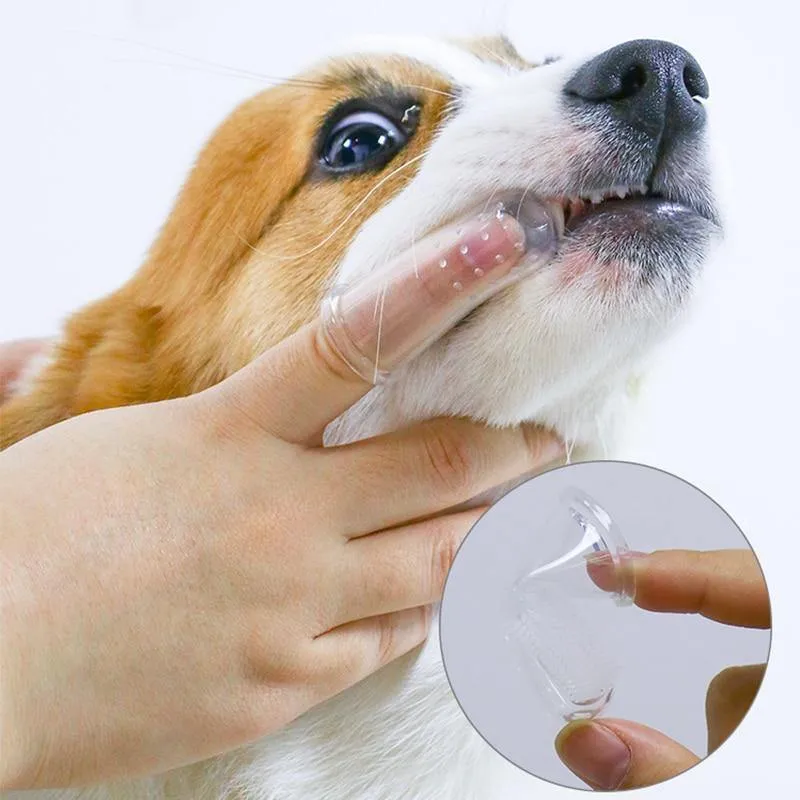 Ultra Soft Silicone Dog Cat Dental Care Cleaning Finger Toothbrush