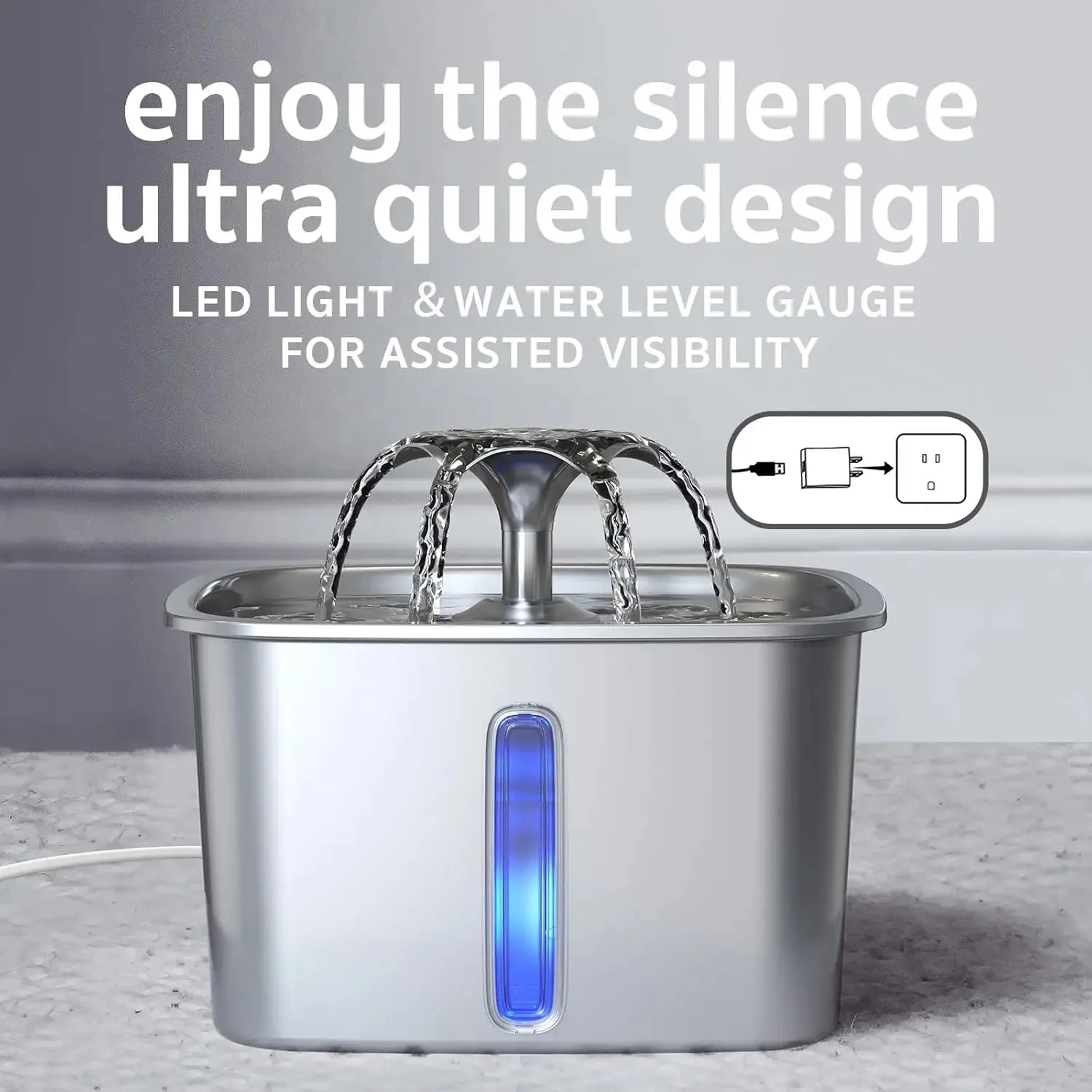 Veken Stainless Steel Cat Water Fountain – 95oz Auto Dispenser for Pets