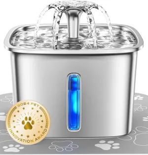 Veken Stainless Steel Cat Water Fountain – 95oz Auto Dispenser for Pets
