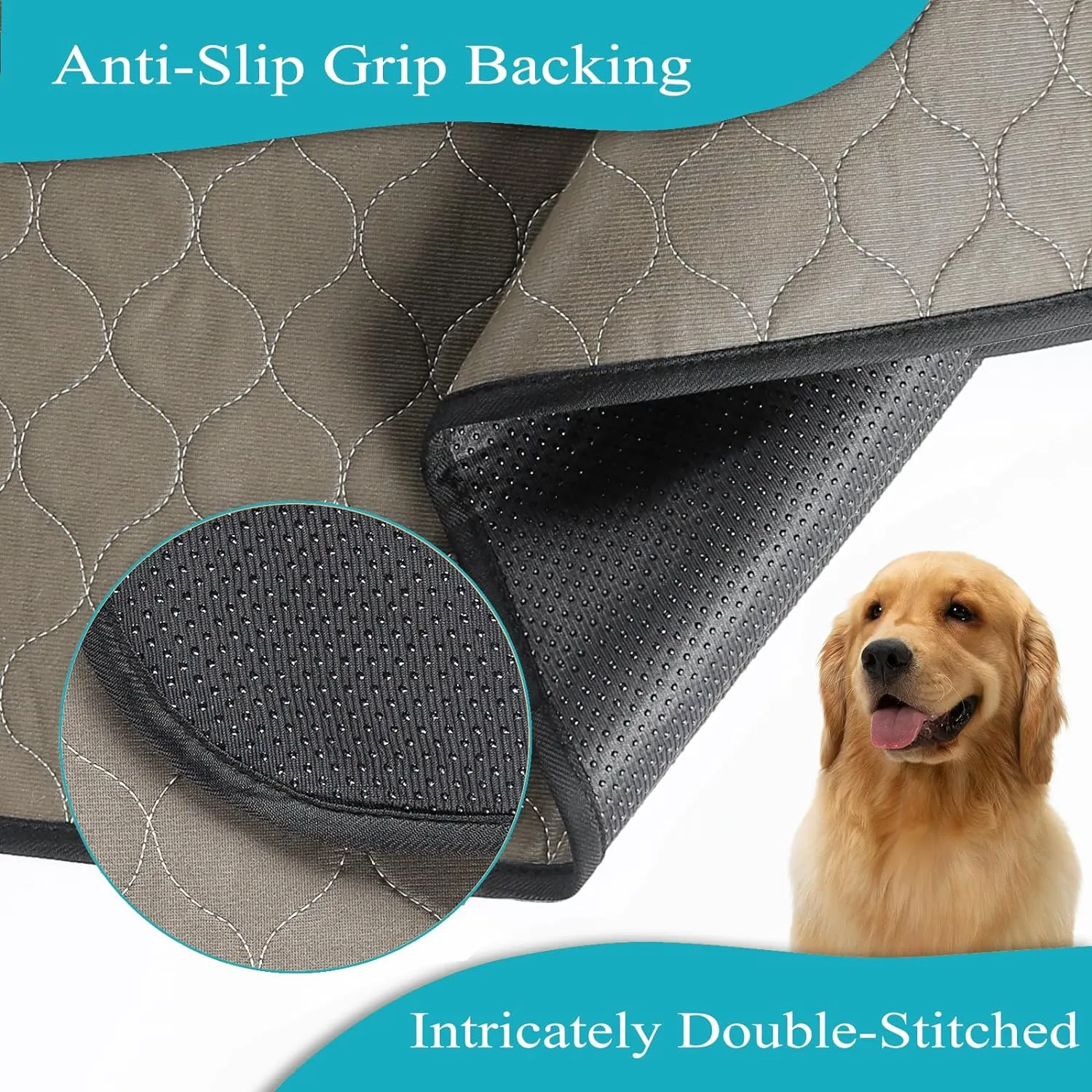 Washable Pee Pads for Dogs 82" x 102", Extra Large Reusable Puppy Pads, Dog Training Pads with Quick Dry, Anti-Slip Dog Pee Pads, Whelping Pads, Puppy Pad, 1 Pack, Brown
