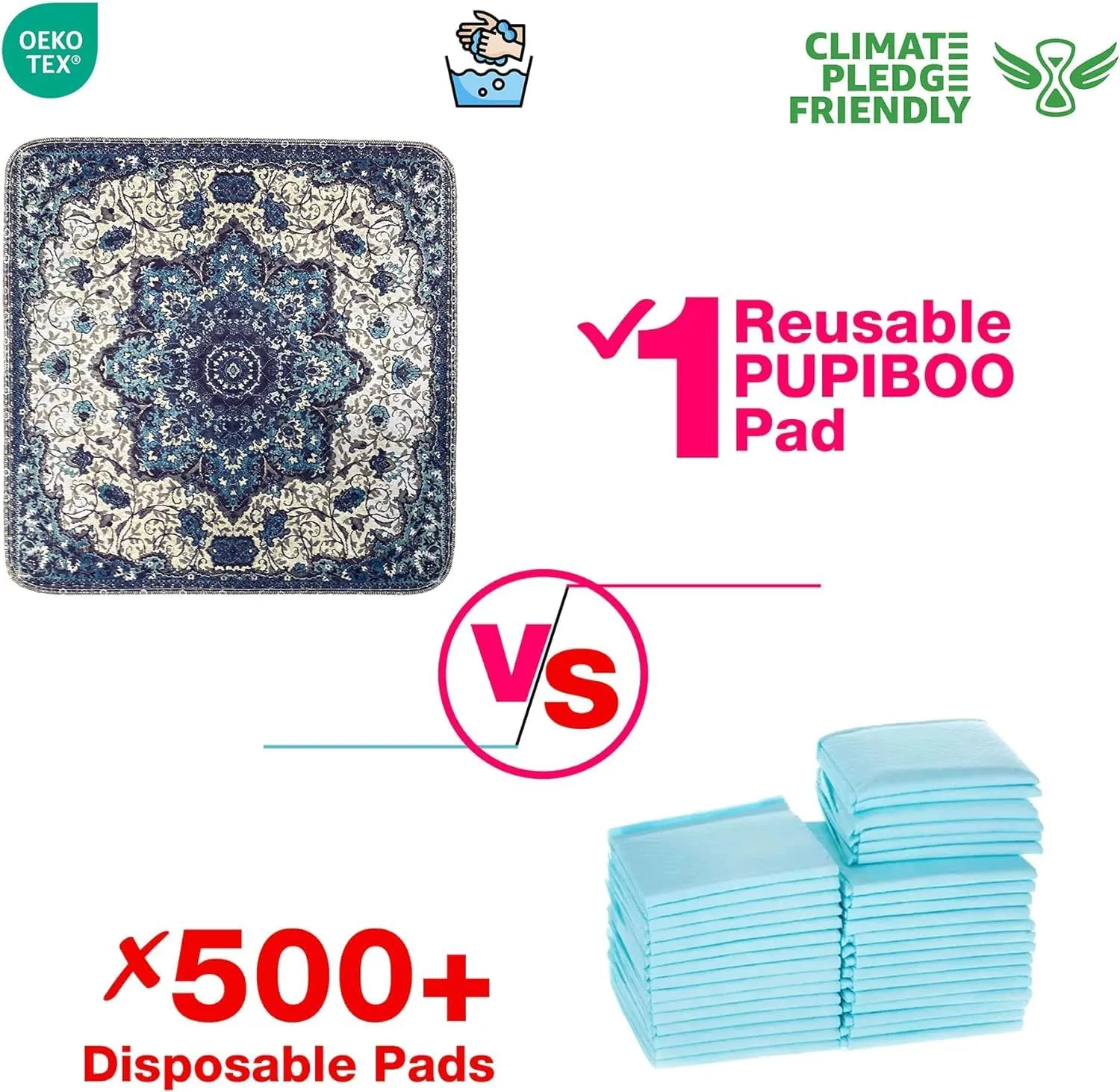 Washable Pee Pads for Dogs - Super Absorbent Reusable Puppy Training Pads - 100% Waterproof, Leak-Proof & Non-Slip Whelping Pads for Pet Housebreaking