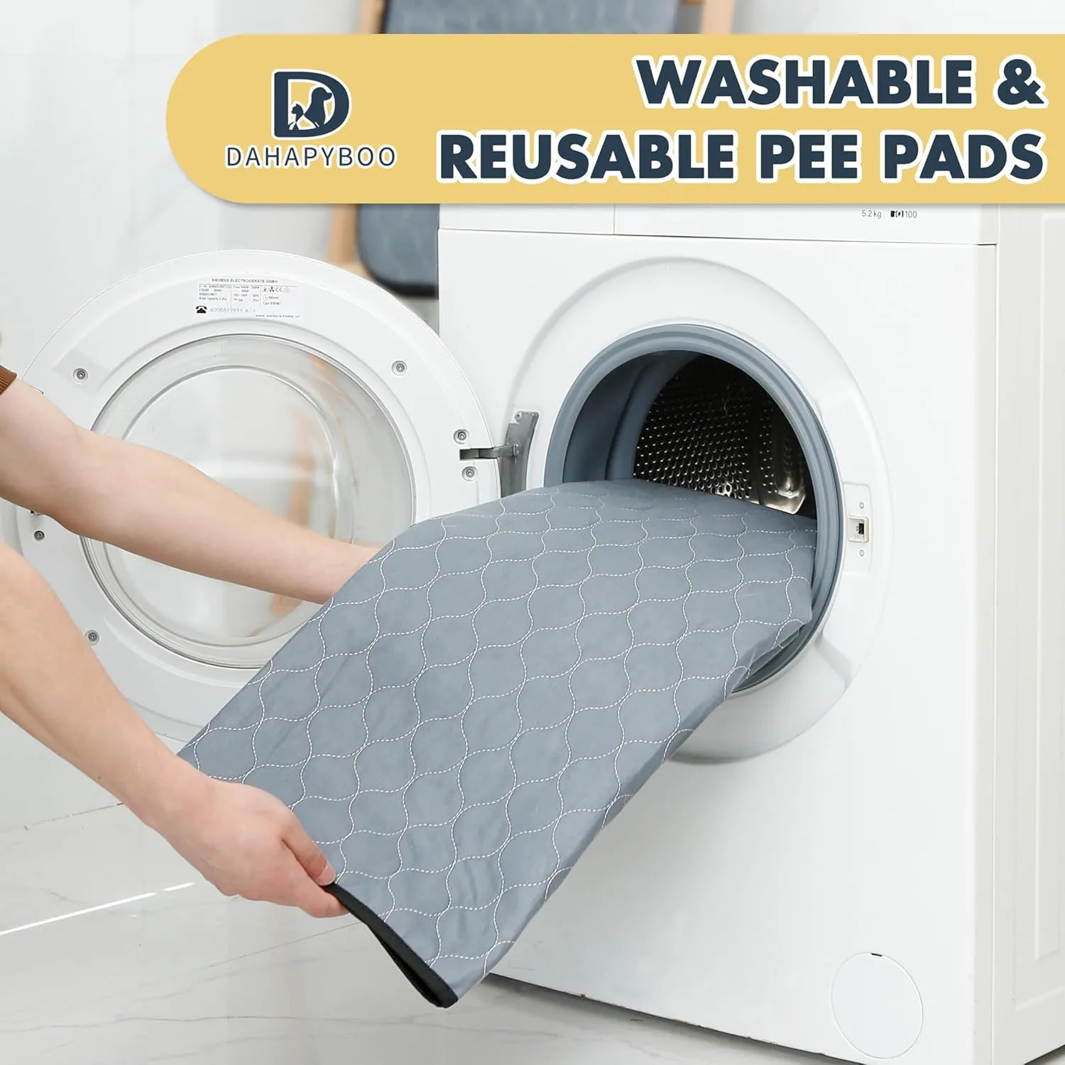 Washable Pee Pads for Dogs,6Pack Reusable Puppy Pads for Dogs,36x41 Non-Slip Waterproof Pet Training Pads for Crate, Playpen, Bed, Sofa,Whelping Box, Potty Training