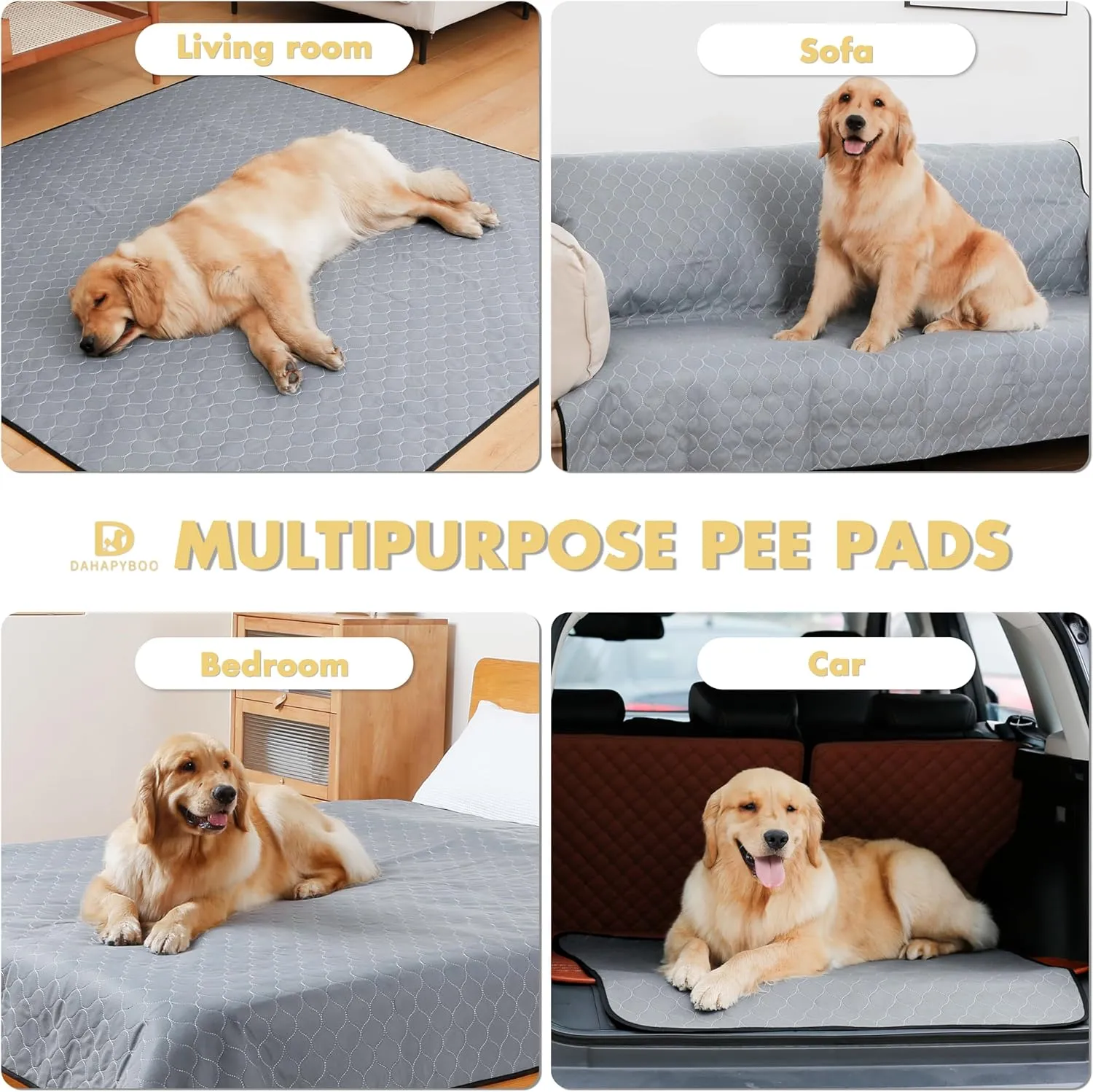 Washable Pee Pads for Dogs,6Pack Reusable Puppy Pads for Dogs,36x41 Non-Slip Waterproof Pet Training Pads for Crate, Playpen, Bed, Sofa,Whelping Box, Potty Training