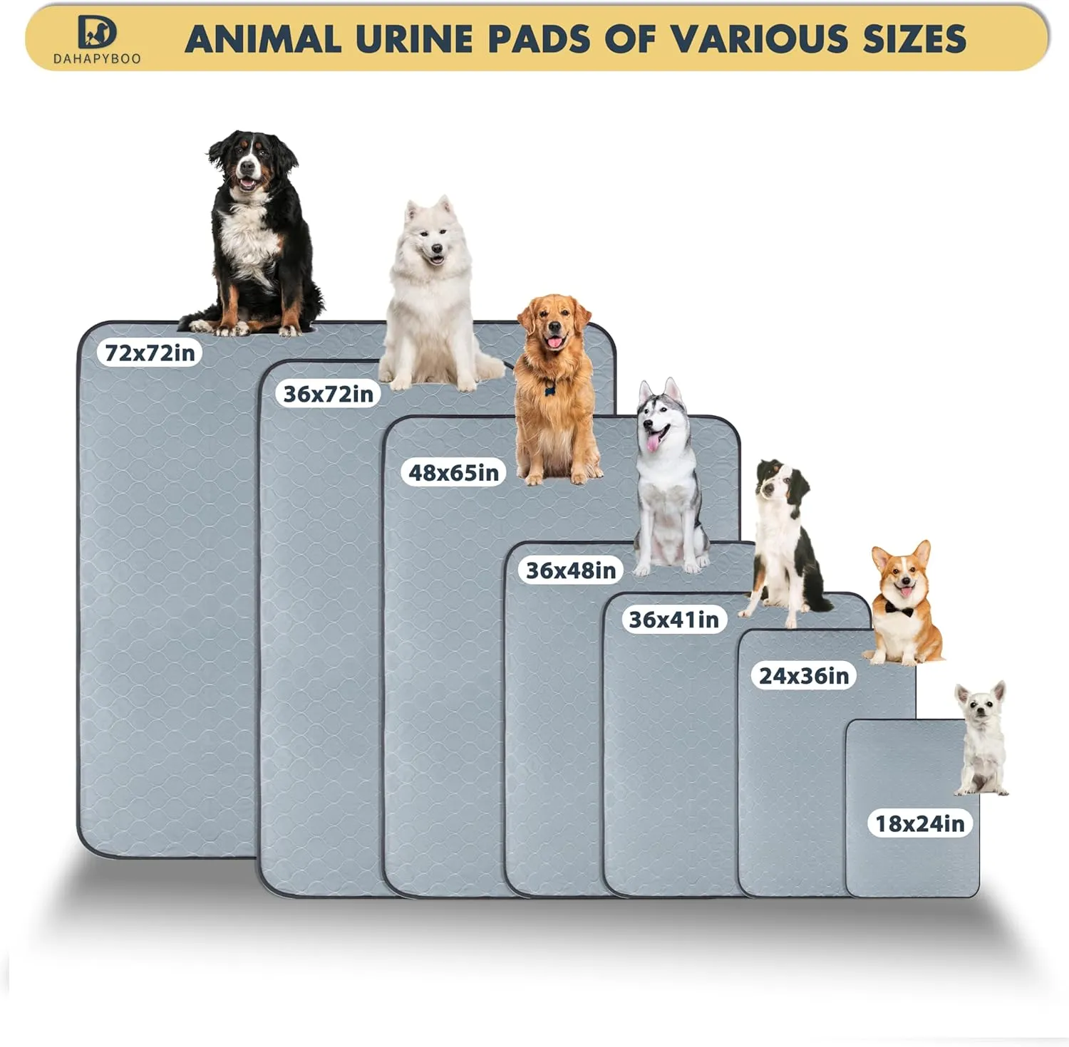 Washable Pee Pads for Dogs,6Pack Reusable Puppy Pads for Dogs,36x41 Non-Slip Waterproof Pet Training Pads for Crate, Playpen, Bed, Sofa,Whelping Box, Potty Training