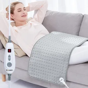 WOOMER Electric Heating Pad for Back Pain & Cramps Relief, 17"x33" Extra Large, Heat Pad with Multi-Color Option, Moist Heat Therapy Feature, Auto Shut-Off, Power Cords Storage Belt